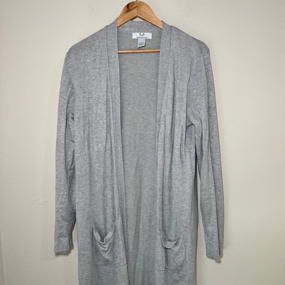 Magaschoni Light Gray Long Open-Front Cardigan Women’s Large – Soft Lightweight - Picture 2 of 5